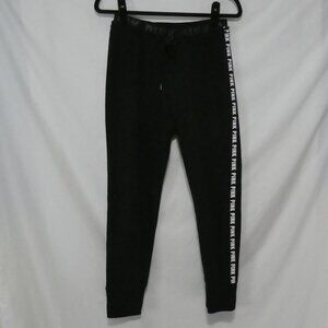PINK - Victoria's Secret | small | Black Trackpants | White "PINK" Print Sides